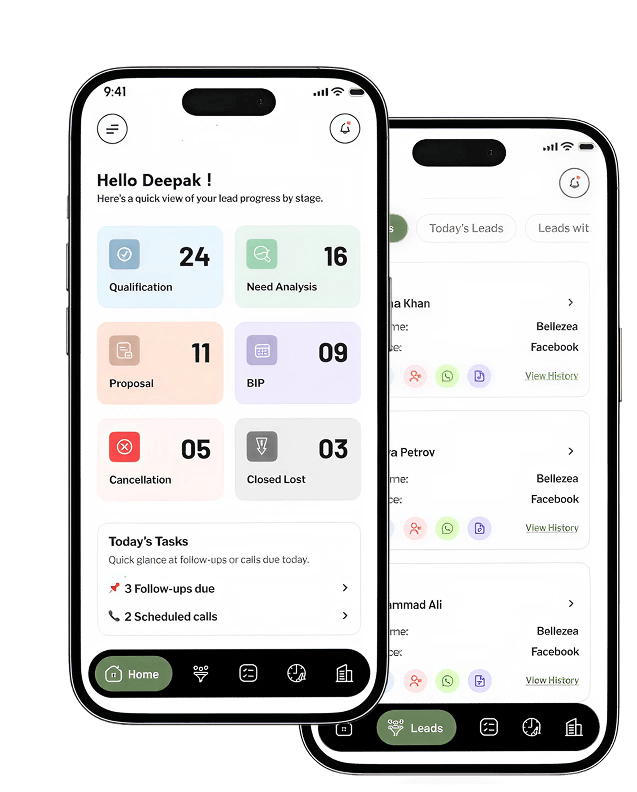 Sales App mobile lead list connected to Salesforce